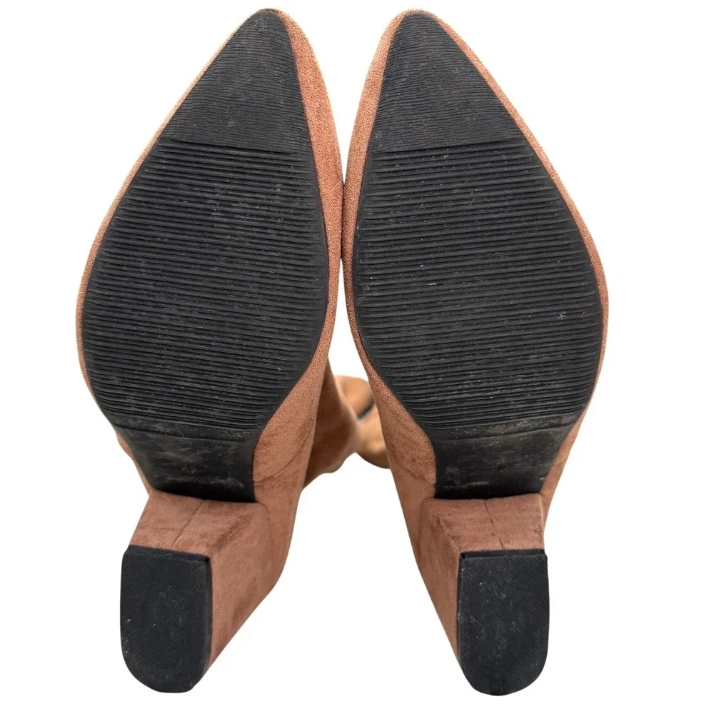 Tan Vegan Suede Over The Knee Boots EU 42‎ US 11 Block Heel Thigh High Boho Chic